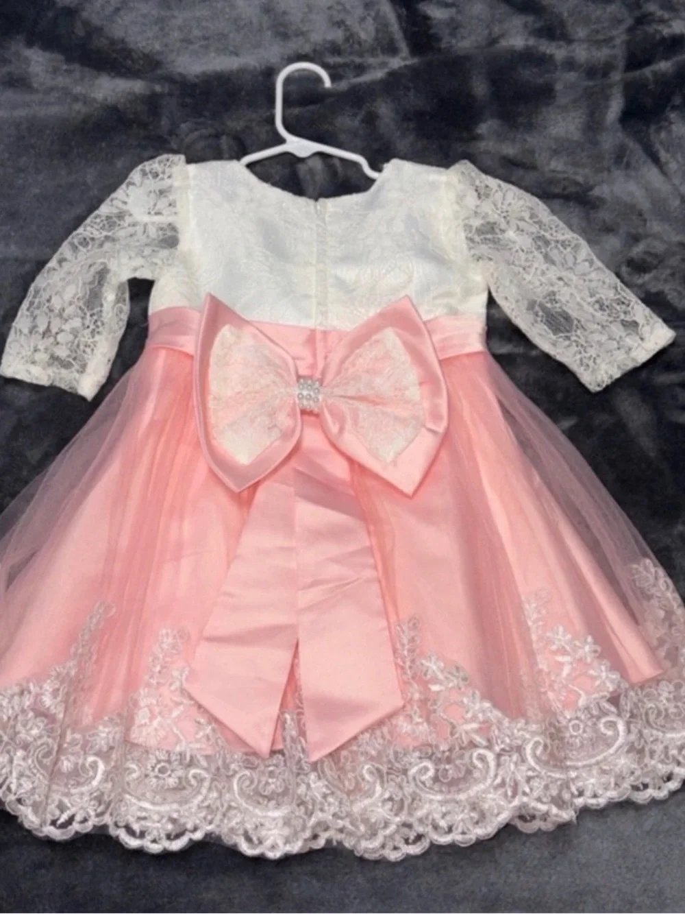 White & Pink Lace Party Dress for Kids